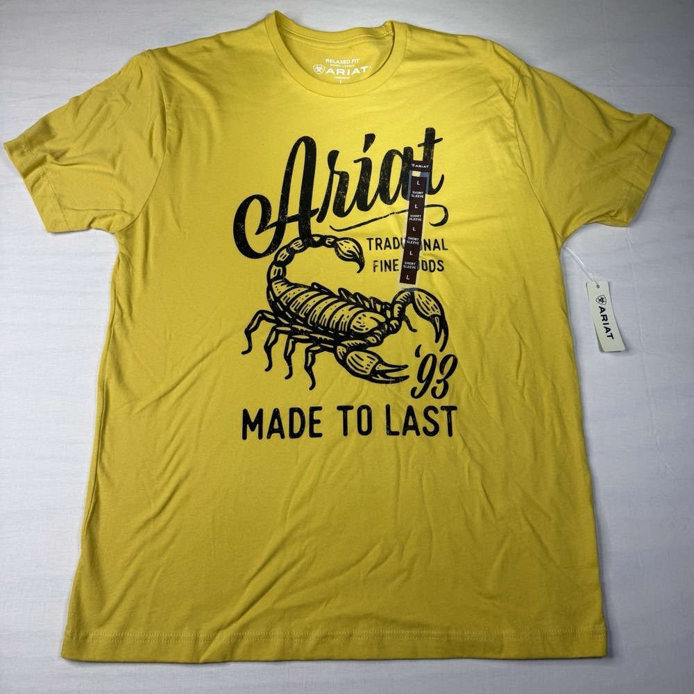 Ariat Scorpion Script Graphic T Shirt Womens L Mustard Yellow 10063165 NWT